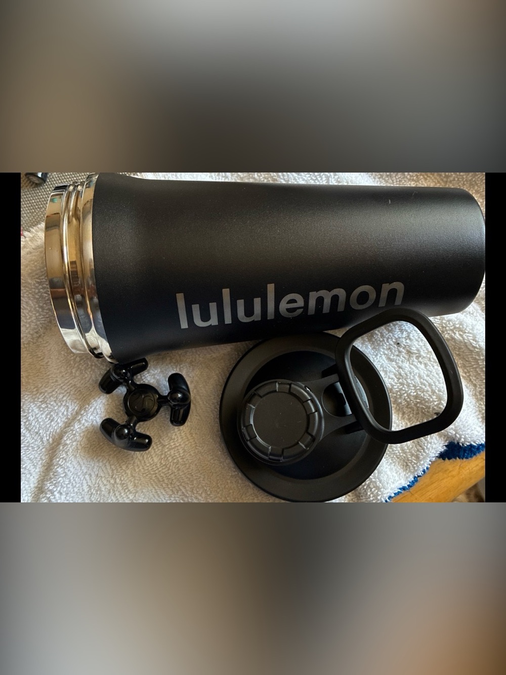 Lululemon-Back To Life-Black Water Bottle Timbler 24oz Insulated Vacuum Cup EUC